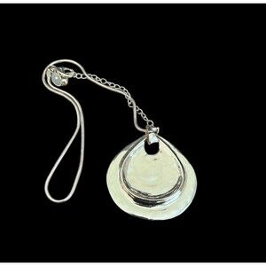 Chico's Gold Tone Necklace Large Hammered Double Teardrop Pendant 31"